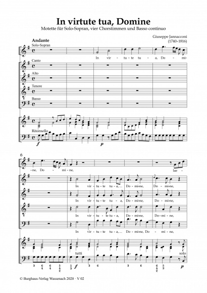 Jannacconi, Giuseppe (1740–1816): In virtute tua, Domine<br>Basso