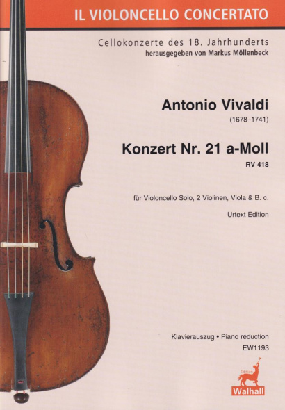 Vivaldi, Antonio (1678–1741):<br>Konzert Nr. 21 a-Moll RV 418<br>Klavierauszug