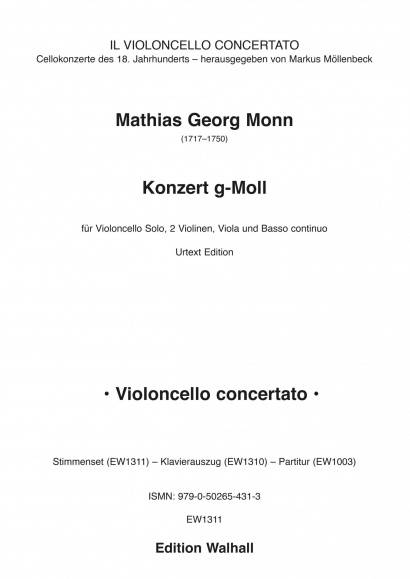 Monn, Mathias Georg (1717–1750):<br>Konzert g-Moll<br><br>Stimmenset