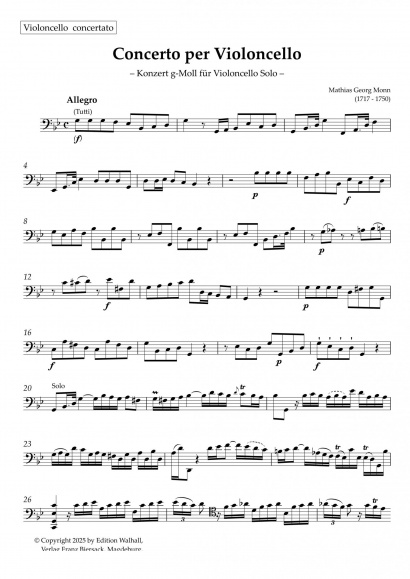 Monn, Mathias Georg (1717–1750):<br>Konzert g-Moll<br><br>Ergänzerstimmen
