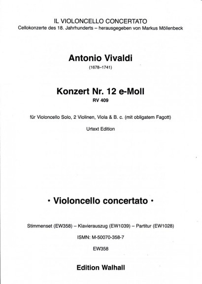 Vivaldi, Antonio (1678–1741): Concerto No. 12 E Minor RV 409<br>Set of parts