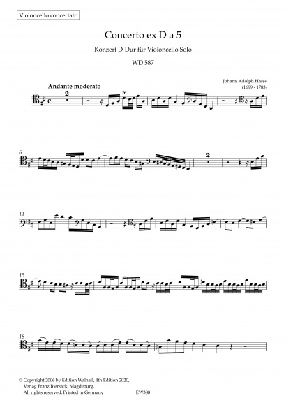 Hasse, Johann Adolph<br> (1699-1783):<br>Konzert D-Dur<br>Additional parts