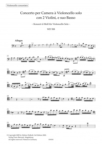 Caldara, Antonio (1670-1736):<br>Konzert d-Moll<br>Stimmenset