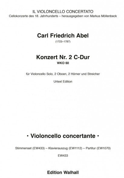 Abel, Carl Friedrich (1723–1787): Konzert Nr. 2 C-Dur WKO 60<br />Stimmenset