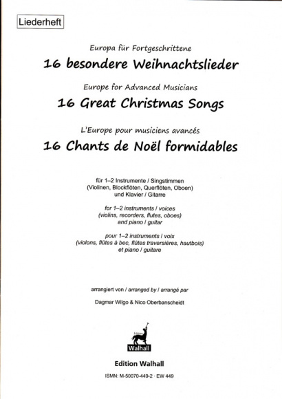 Europe for Advanced Musicians: 16 Great Christmas Songs<br>– Liederheft (Klassenmusizieren)