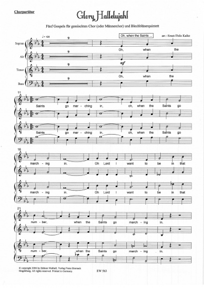 Kalke, Ernst-Thilo (*1924): Glory Halleluja!<br>- choral score (mixed)