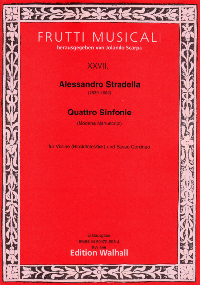 Stradella, Alessandro (1639–1682): Sinfonia a Violino solo e Basso – Band 1 (Modena, 4 Sinfonien)