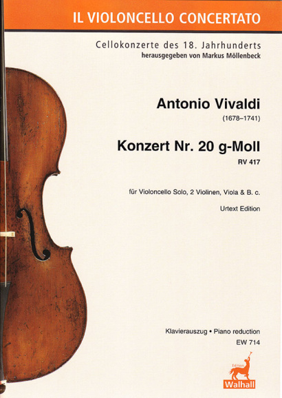 Vivaldi, Antonio (1678–1741):<br>Konzert Nr. 20 g-Moll RV 417<br>Klavierauszug
