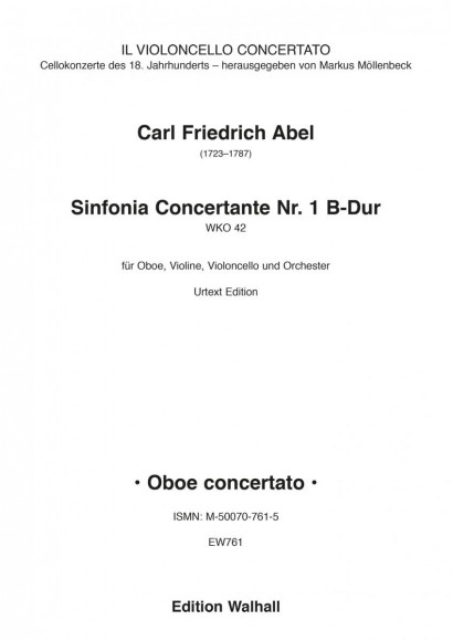 Abel, Carl Friedrich (1723–1787): Sinfonia Concertante No 1 B-flat Major WKO 42<br /><br />Set of parts(3-3-2-4)