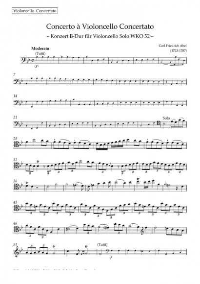Abel, Carl Friedrich (1723–1787):<br>Concerto No. 1 B-flat Major WKO 52<br>Set of parts