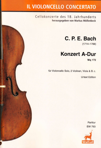 Bach, Carl Philipp Emanuel (1714–1788): Concert for Violoncello A Major Wq 172<br>– Additional parts (each)