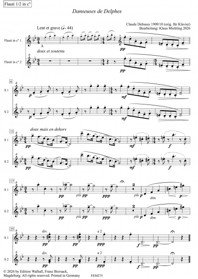Debussy, Claude (1862–1918):<br>Danseuses de Delphes & La fille aux cheveux de lin<br>Stimmen