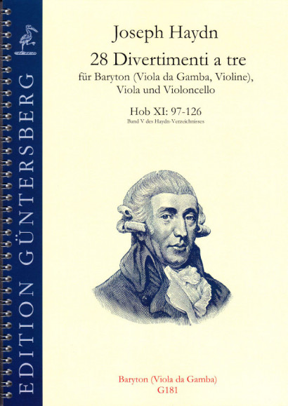 Haydn, Joseph (1732-1809): 28 Divertimenti a tre Nr. 97-126<br>- baritone or gamba (alto clef)