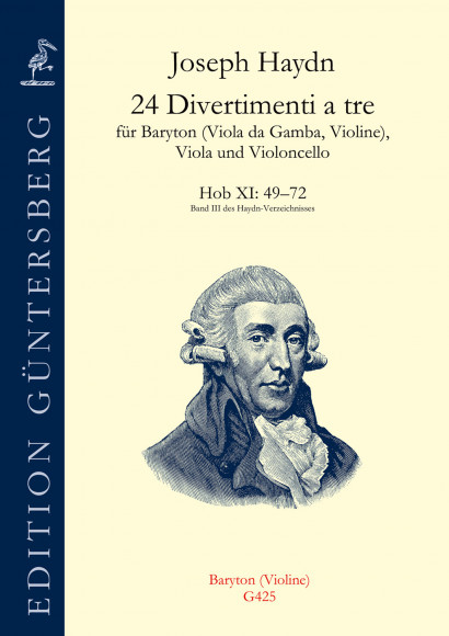 Haydn, Joseph (1732–1809): 24 Divertimenti a tre Nr. 49–72 – Einzelstimmen Baryton oder Violine