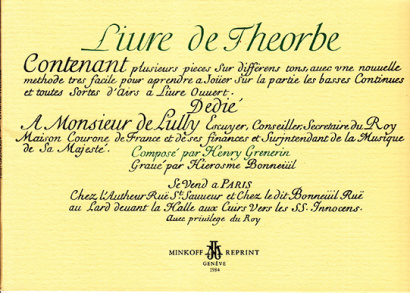 Grenerin, Henri (17th): Livre de théorbe. Grenerin, Henri (17th): Livre de théorbe. 