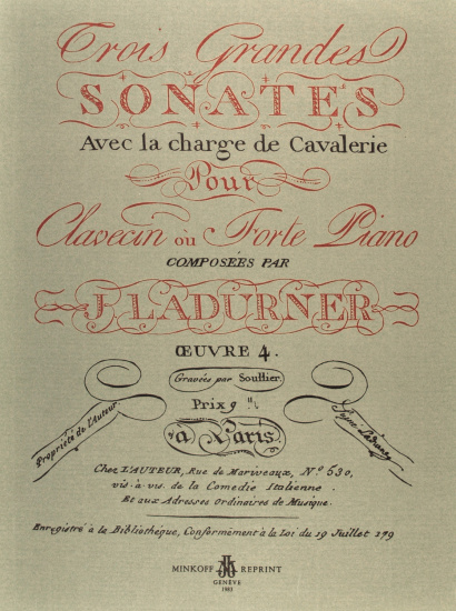 LADURNER, Ignace (1766–1839): Trois grandes sonates
