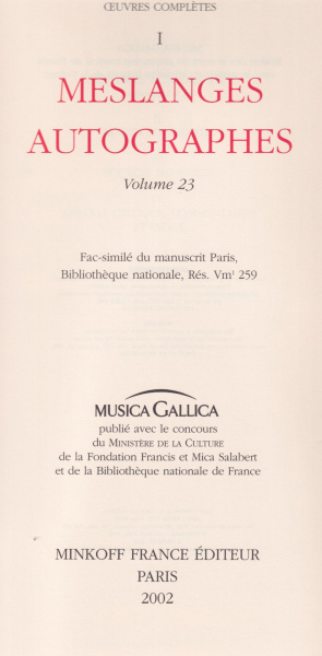 Charpentier, Marc-Antoine (1645 /50–1704): Oeuvres Complètes<br>Volume 23<br>(Musica Gallica)