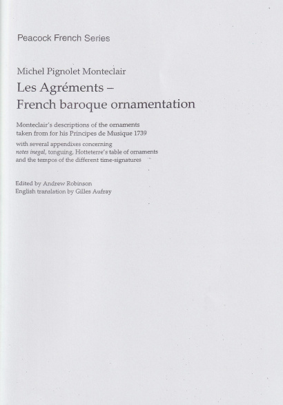 Pignolet de Monteclair, Michel (1667–1737): Les Agréments – French baroque ornamentation