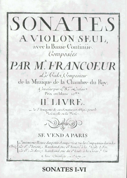 Francoeur, François "le cadet" (1698-1787): Sonates II. livre<br>- Sonates I-VI