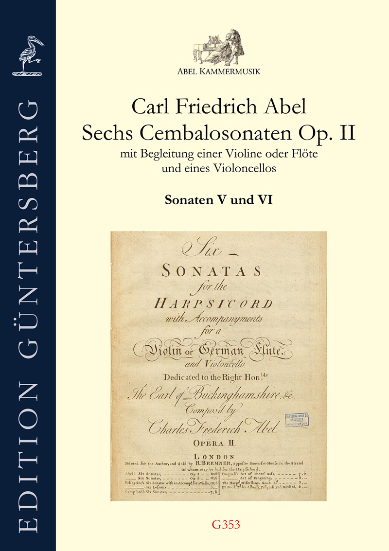 op.　Sonatas　Six　V–VI-G353　Sonatas　(1732–1787):　Friedrich　2<br>　Abel,　harpsichord　Carl　for